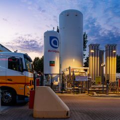 Fuel tanker at an industrial petroleum facility